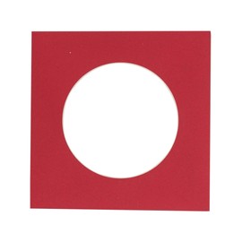 5x5 Mat for 7x7 Frame - Precut Deep Red Circle Shaped Photo Mat Board Opening - Acid Free Matte to Protect Your Pictures - Bevel Cut for Family Photos, Pack of 1 Matboard