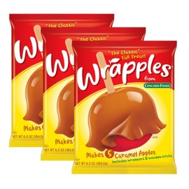 Concord Foods Wrapples Caramel Apple Wraps, Easy Caramel Treats at Home - Includes Wraps and Sticks for Delicious Apples! 6.5 oz (Pack of 3)
