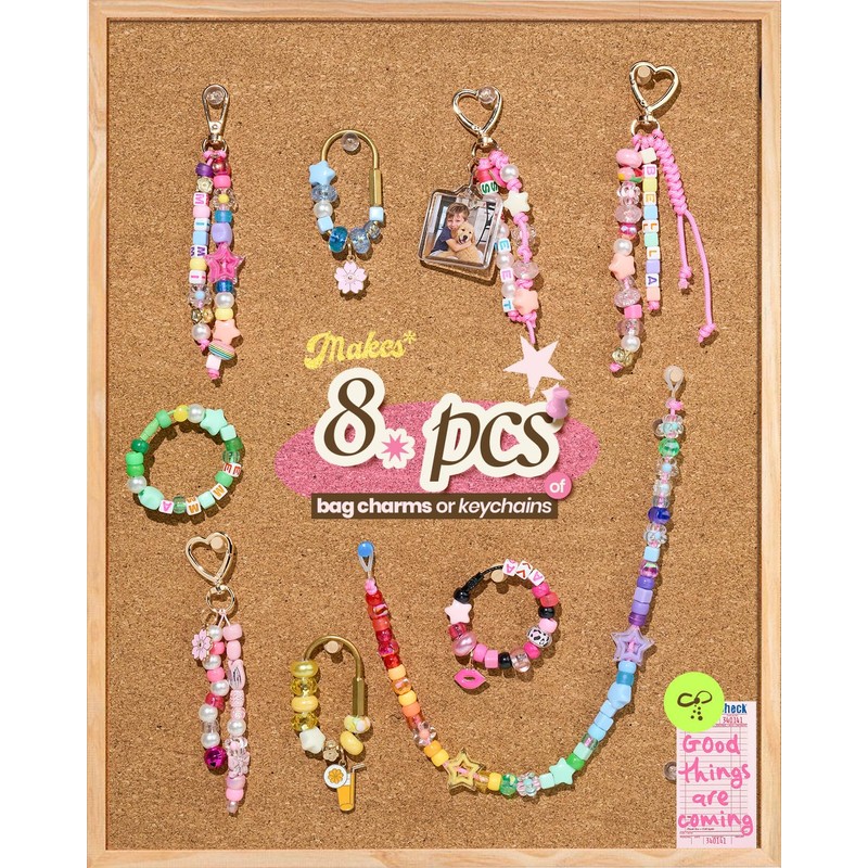 Keychain Making Kit, Bag Charm Kit, Large Hole Beads and