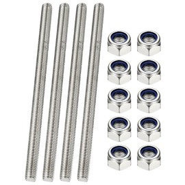 PATIKIL 4個 全ねじロッド M8 x 180mm 304ステンレス鋼右ハンドロングスレッドバースタッド パイプクランプ ハンガー Uボルト用ナット付き