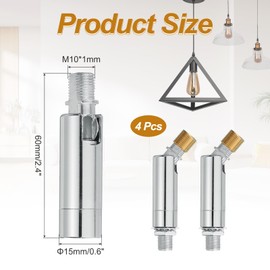 sourcing map Sloped Ceiling Adapter, 90/345 Degree 46x28mm M10 Fine Thread Sloped Ceiling Light Fixture Adapter Kit for Ceiling Pendant Light Chandelier Track Suspend(Silver, Pack of 4)