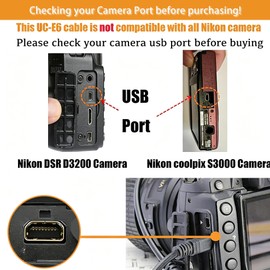 USB Cable Replacement UC-E6 UC E16/E17 Data Cable Compatible with Nikon Digital SLR D3300 D3200 D750 Camera, for Coolpix S3000 S3100 S3200 S3700 S4000 S6500 S6600 P100 P530 P520 P510 P500 Camera cable