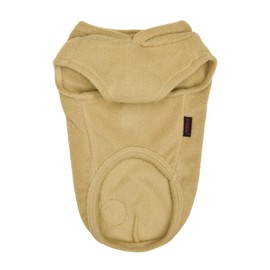 Puppia Zuko Warm Winter Hooded Polar Fleece Shirts with Integrated Harness for Small and Medium Dogs, Beige, Large