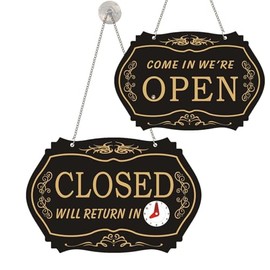 Adfitjo Open Sign, 11.6" x 7.7" Open Signs For Business, Double Sides with “Will Return” Clock,Business Store Office Bars Retail Shop