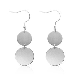 TGNEL Pure Titanium Earrings Hypoallergenic, Lightweight Two Circle Disc Titanium Dangle Drop Earrings for Women Sensitive Ears Rose Gold Plated
