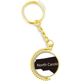 Carolina The United States North Map Outline - Llavero de metal con diseño de mapa del norte