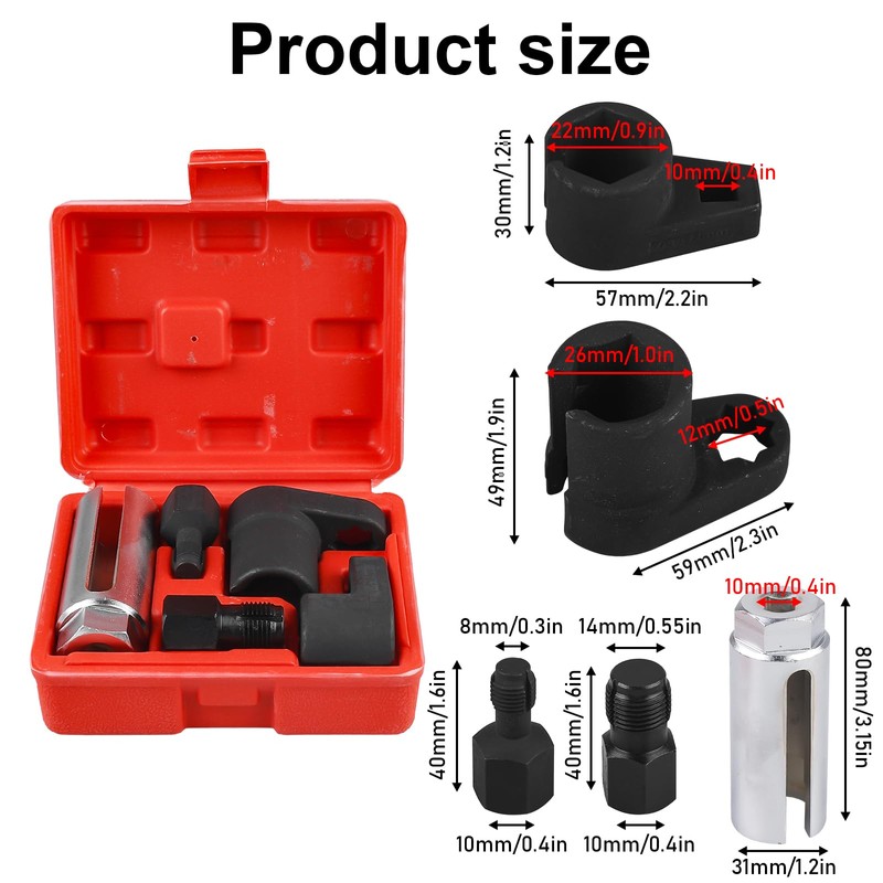 VEGOATY 5-Piece Lambda Sensor Key Nut Set, Lamda Sensor Tool,