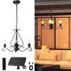 TWINKVILLA Solar Chandelier Outdoor, 4-Lights 23" Rustic Farmhouse Industrial Iron