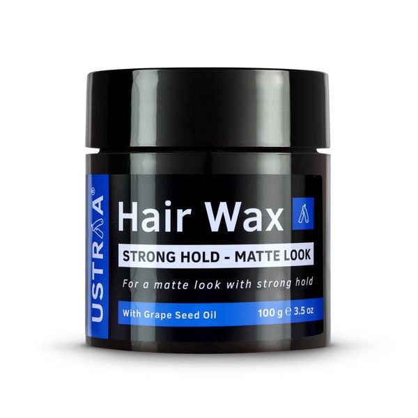 Ustraa Strong Hold Hair Wax - Matte Look - 3.5 Oz - Non-sticky wax, Matte finish, Easy-to-Wash, Strong Hold, High Hold without harmful chemicals or fixatives, No Petrolatum