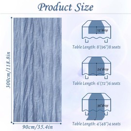Table Runner Cheesecloth 10 FT Boho Rustic Table Runner Gauze Table Runner for Wedding Spring Decor Cheese Cloth Table Runner for Baby Shower Birthday Home Decor (Grey Blue, 5 Pack)