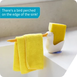 PELEG DESIGN 91757 Pelix Cloth & Sponge Holder, Pelican Sink Storage, Convenient Suction Cup Kitchen Towel
