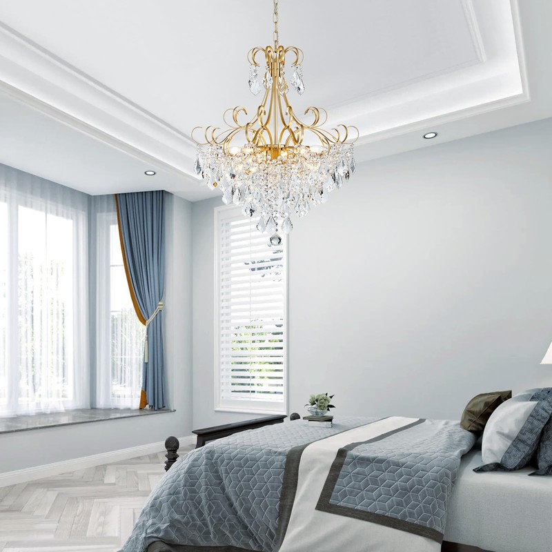 WUZUPS Crystal Chandelier 10-Light Pendant Ceiling Light Modern Lighting Fixture