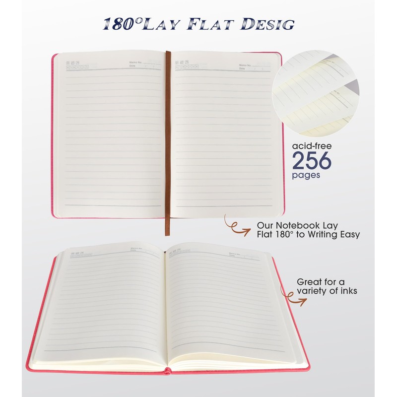 Biuwory Lined Journal Notebook for Women Men,256 Pages A5 Hardcover