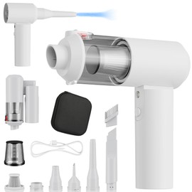 HOMIGIFTY 4 in 1 Car Vacuum Portable Cordless 16000PA Hand held Compressed Air Duster Mini Keyboard Cleaner with Brushless Motor for Home,Office, Pet