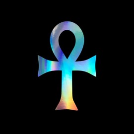 Ankh Egyptian Cross Car Truck Laptop Sticker Decal 3.25" x 5" (Holographic)