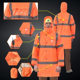 A-SAFETY high visibility rain gear, Class 3 High Visibility Work Rain Gear for Men, Construction Rain Suits