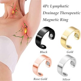 Apolloostory 4 Pcs Lymphatic Drainage Therapeutic Magnetic Ring, Lymph Detox Therapy Rings for Men and Women