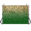 LYCGS 8x6ft Green and Gold Backdrop Birthday Gold Spots Bokeh