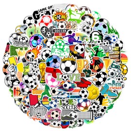 100pcs Soccer Sport Stickers for Water Bottle, Cool Soccer Gift Vinyl Waterproof Decal for Kids Teen Boy Adult Laptop Phone Skateboard Guitar Luggage Notebook Helmet (100pcs Soccer)