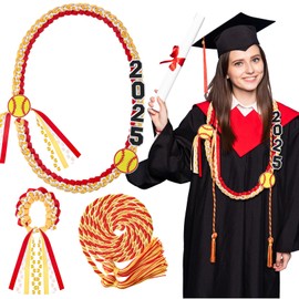 FuWeave 3 Pcs Senior Night 2025 Softball Graduation Ribbon Lei with Wristband,Honor Cord for Senior Graduation Party Gifts