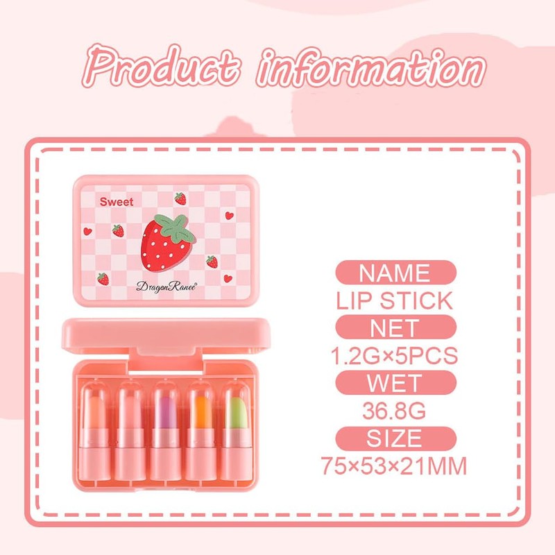 Cute Warm Change Lipstick Set Fruit Mini Set of 5