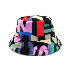 Women's Colorful Letter Print Bucket Hat Beach Summer Sunhat Fisherman Hats Fun Cap Travel Sun Hat