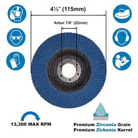 10Pc 4 1/2 inch Shaft 7/8 Grinding Flap Disc 40 Grit，Zirconia Abrasive，efficient Grinding，wear-Resistant and Durable， Angle Grinder Sanding Disc for Metal, Wood, Stainless Steel Finishing (4.5in-40#)