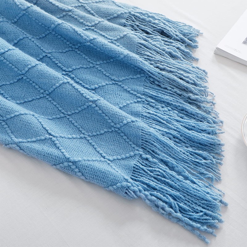 BOURINA Textured Solid Soft Sofa Throw Couch Cover Knitted Decorative