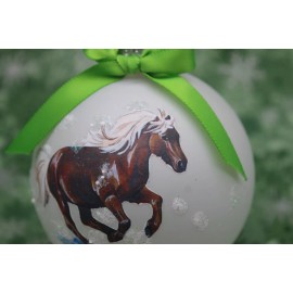 H563 Hand-made Christmas Ornament - horse Shetland miniature pony gallop flaxen
