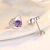 Salanda 925 Sterling Silver Heart Shaped Crystal CZ Stud Earrings，Purple