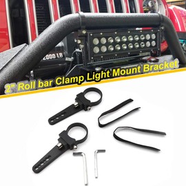 DaSen Adjustable 2" LED Light Roll Bar Tube Clamp Mount Brackets Compatible with Polaris RZR Ranger Most ATV UTV Truck