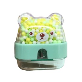 1pcs Cartoon Cute Pencil sharpner Unicorn Animal Pencil Sharpener School Gift Foam Beads Kawaii Stationary Colourful (Bear Green)