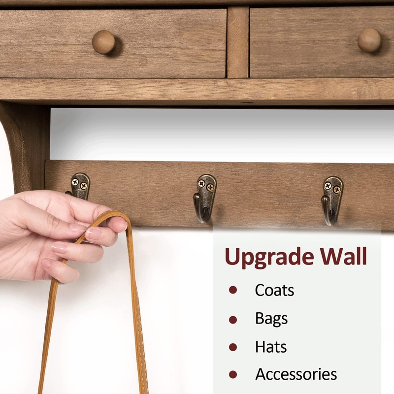 Emfogo Coat Hooks Mounted, Rustic Wood Coat Rack Mount Shelf