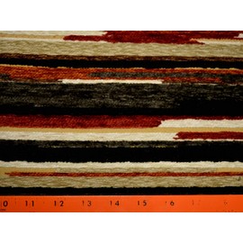 Vivid Cayenne Deep Red Heavy Chenille Painted Look Lodge Stripe Upholstery Regal Fabric