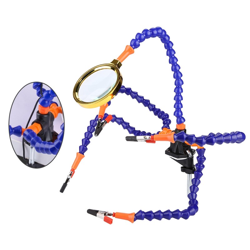 Five Arm Flexible Soldering Station Clip with Magnifying Glass Welding