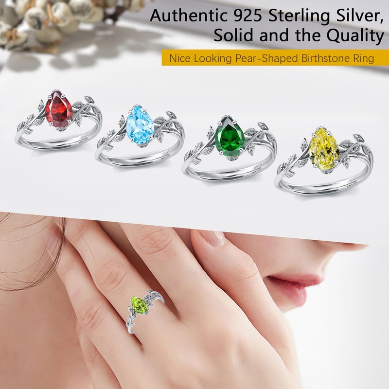 Natural Moss Agate Ring And Opal Birthstone Ring 925 Sterling