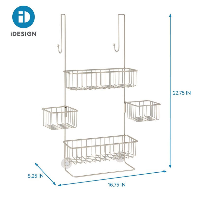 iDesign The Metalo Collection Over-The-Door Hanging Shower Caddy Organizer, 22.7"