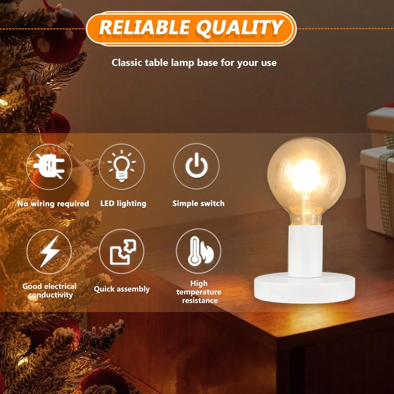 HUAREW Polished Metal Desktop Lamp Base, E26 E27 Screw Light