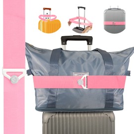 2-in-1 Luggage Straps for Suitcases Add a Bag, Travel Belt for Luggage Over Handle Stylish & Adjustable Elastic Luggage Strap Bag Bungees for Carry On Bag with Alloy Buckle, Hands-Free for Airport