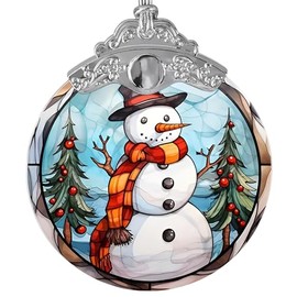 VAPCUFF Snowman Christmas Ornament, Snowman Christmas Tree Ornaments, Not Waterproof Stained Glass Ornament, Gifts for Snowman Lovers, Snowman Holiday Decorations, Ideas Snowman Gifts for Xmas-S067