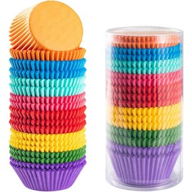 RIKONDA 500 Rainbow Solid Cupcake Liners - Vibrant Colorful Baking Cups for Muffins, Parties & Holidays | 5cm Standard Size
