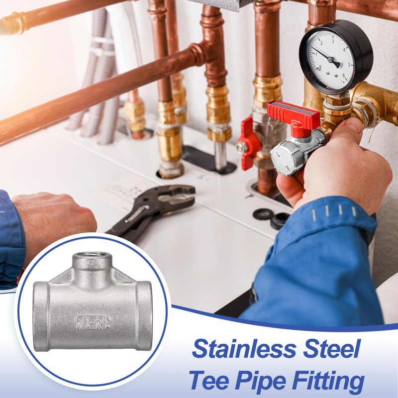 sourcing map Stainless Steel 304 Cast Pipe Fitting 3/4 BSPT