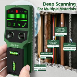 Stud Finder Wall Scanner - 7-in-1 Electronic Stud Detector with HD LCD Display, Detects Wood, Metal, AC Live Wire, Joists & Pipes, Wall Scanner with Laser Level & Bubble Level Ruler