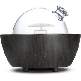 280ml Glass Essential Oil Diffuser Aromatherapy Diffusers Ultrasonic Cool Mist Humidifier with 2 Mist Modes & 7 Color LED Lights and Waterless Auto Shut-Off for Home Office Spa Bedroom,Dark Wood Grain