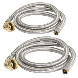 Highcraft CNCT28772-OM-2 Dishwasher Connector, Connects Dishwasher to Water Supply, Dishwsher Supply Line With Swivel Elbow, Braided Stainless Steel 72 In (Pack of 2)