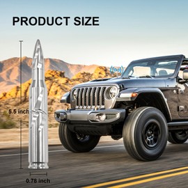 Car Truck Bullet Antenna 50 Cal Bullet Antenna Universal Replacement for GMC Sierra 1500 Chevy Dodge Ram Silverado 1500 2500 3500 Ford F150 F250 F350 Accessories Spiral Pattern (Silver, 5.5inch)