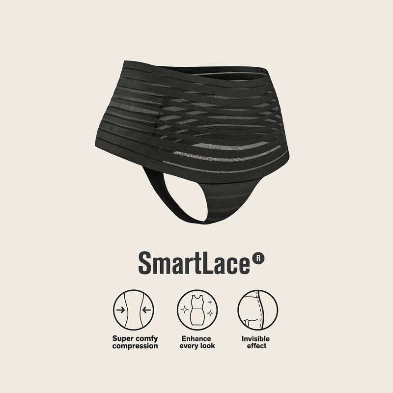 Leonisa Seamless High Waisted Thong Panty with Lace Stripe for