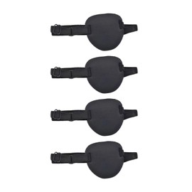Zynewa Pack of 4 Adjustable Eye Patches, 3D Medical Eye Patches for Adults and Children, Pirate Eye Patch for Left or Right Eyes, Lazy Amblyopia and Cosplay (Black)