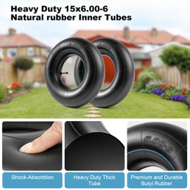 Hsupawa Heavy Duty 15x6.00-6 Inne Tubes with TR-87 Bent Valve Stem, Premium Replacement 6.00/6.50-6 Lawn Mower Tire Tubes Fit for Snow Blowers, Go Karts, Golf Carts, Wheelbarrows and More 2 Pcs
