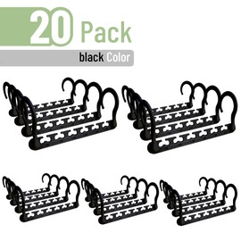 Mr. Pen- Space Saving Hangers for Clothes, 20 pcs, Black, Plastic Multi Clothes Hangers Space Saving, 6 Slots, 360° Rotating Hooks